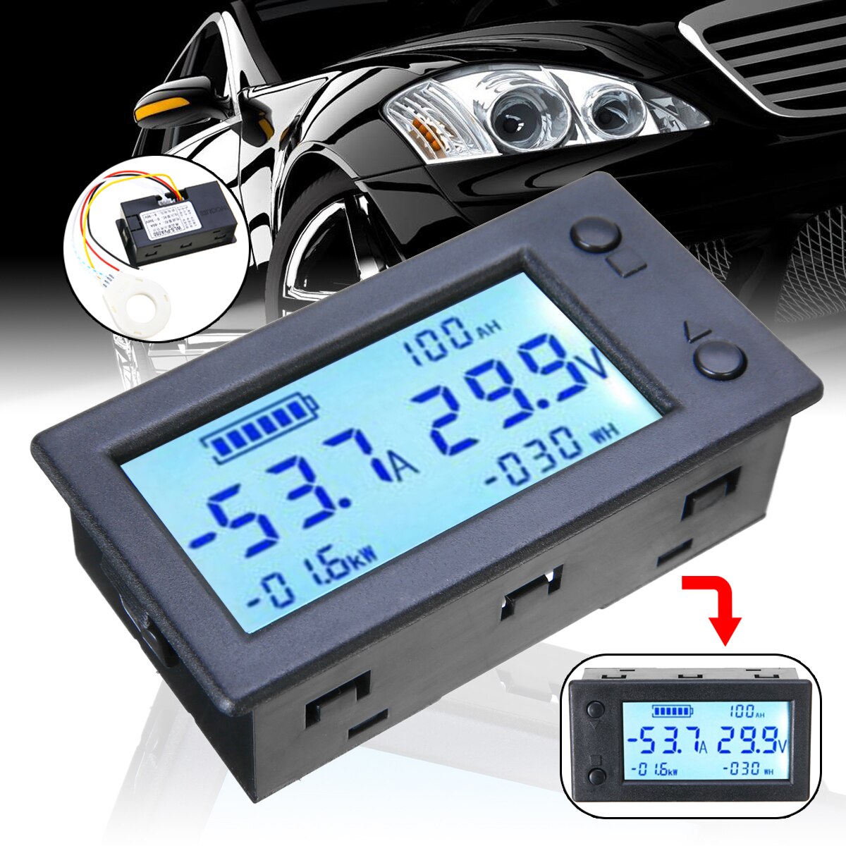 1 ud. Sensor Digital Hall Monitor de batería Coulombmeter DC 300V 50A voltímetro amperímetro batería medidor de potencia para baterías