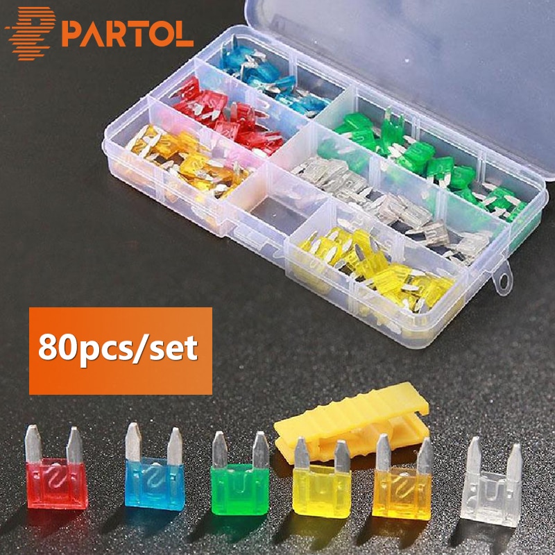 Partol 80pcs 12V Standard Blade Car Fuses Fuse 3A~40A Assorted Set For Auto Truck SUV Camper Boat Home General Digital Camera