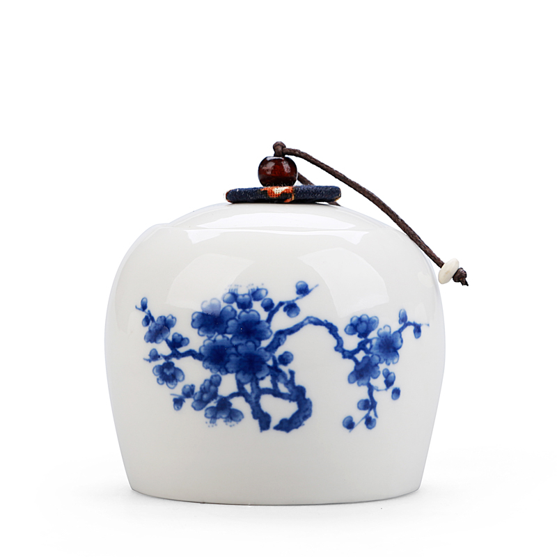 Pintura de tinta china caja de té de cerámica Mini 7,5*7 cm tarros de dulces especias para la cocina tarro de almacenamiento de azúcar tarro para nueces secas contenedor de alimentos