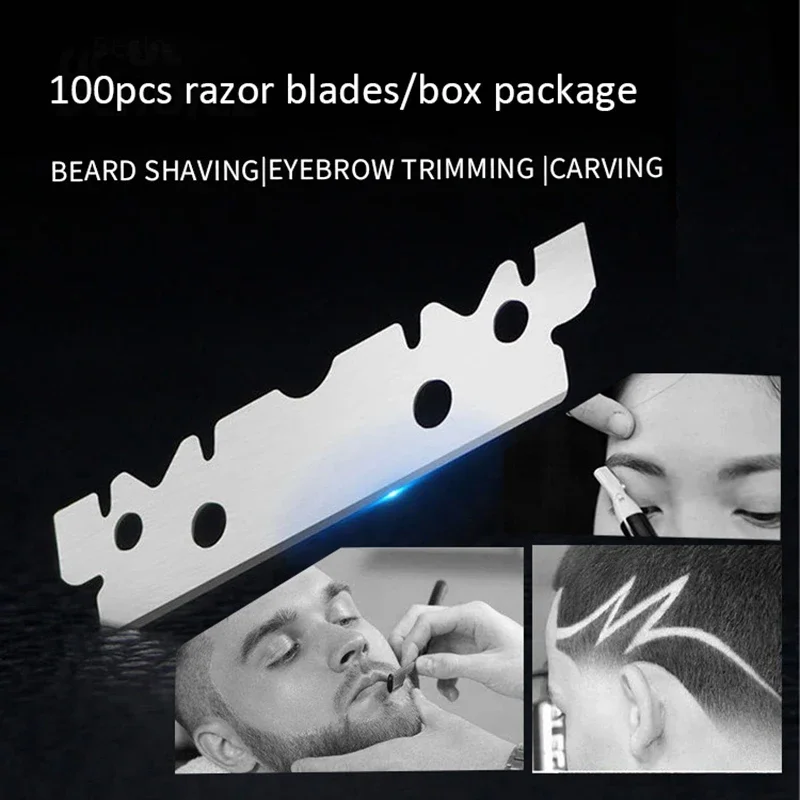 100 Stuks Scheermesjes Rvs Enkelzijdig Scheermesjes Voor Handmatig Scheren Scheermes Haar Knief Blades Professionele
