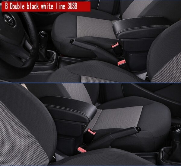 Für Chevrolet Funken III armlehne Kasten Universal- Wagen center konsole änderung zubehör doppel angehoben mit USB: B-Schwarz Weiß Linie