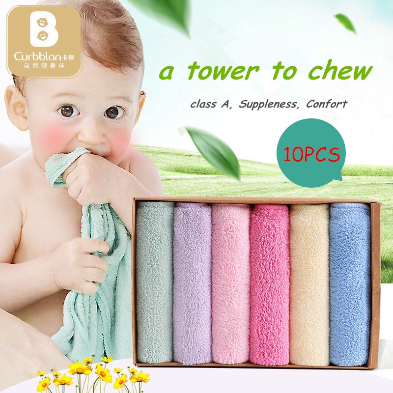 Curbblan baby badhandduk för barn babyhandduk 10 st 30*30cm små ansiktshanddukar set huva baby microfiber muslin handduk