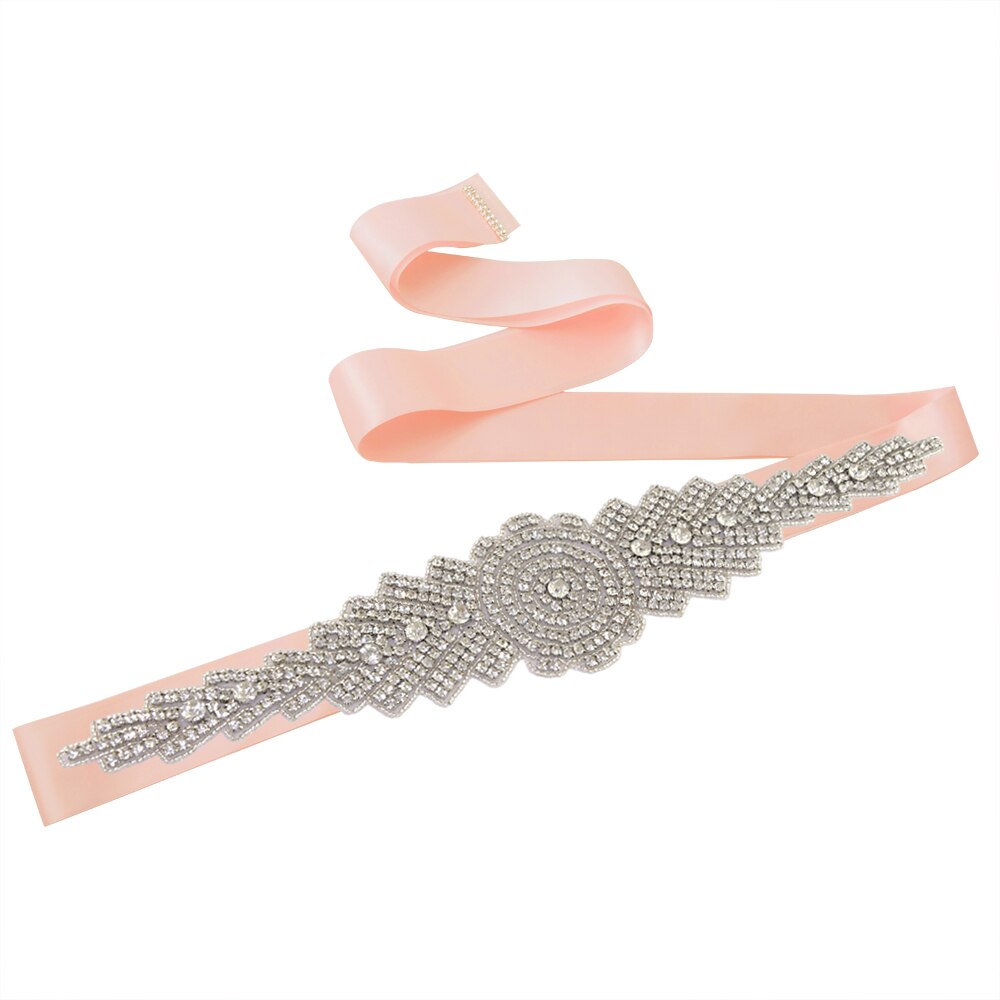 ZMS23 Wedding Dress Ivory Bride's Accessories Belt Bridemaid Brides Dresses Glitter Bridal Diamond Sash Women's Belts: vintage pink