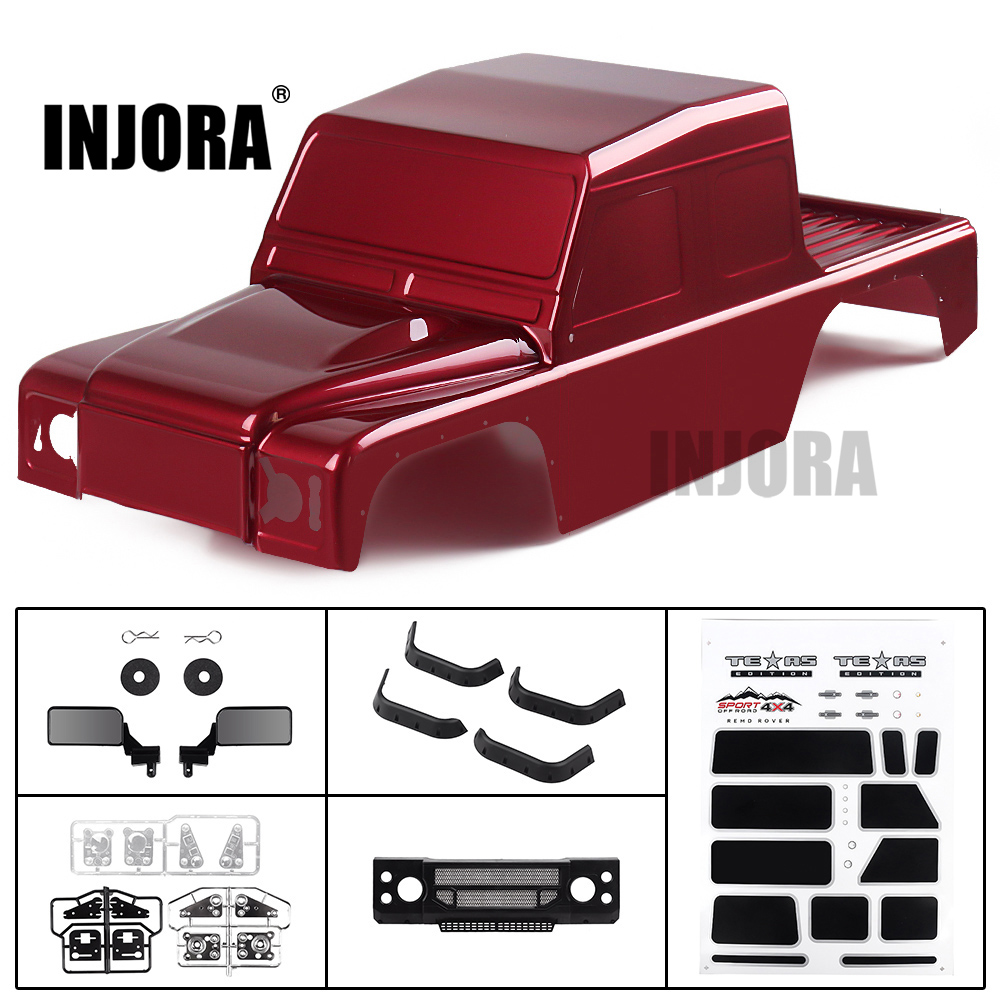 INJORA RC Car PVC Plastic 313mm Wheelbase D110 Defender Pickup Body Shell for 1/10 RC Crawler Traxxas TRX-4 Axial SCX10 90046