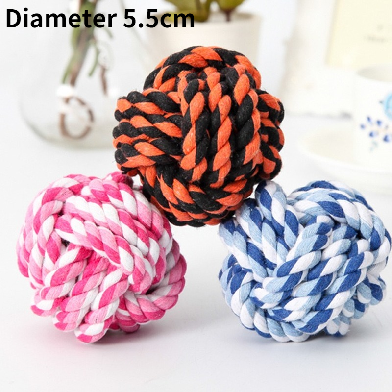 Jouets à mâcher en corde de coton à Double nœud pour chien, molaires résistantes aux morsures, petit gabarit, nettoyage des dents: E-Random Color