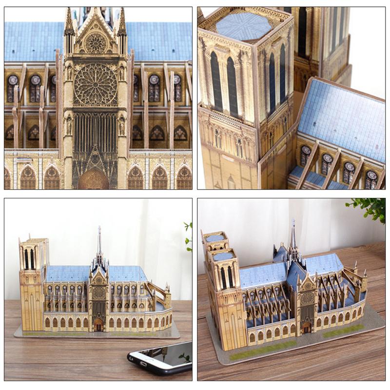 53PCS Famous Building 3D Puzzle Notre Dame 3D Puzzle Toys for Children Adult