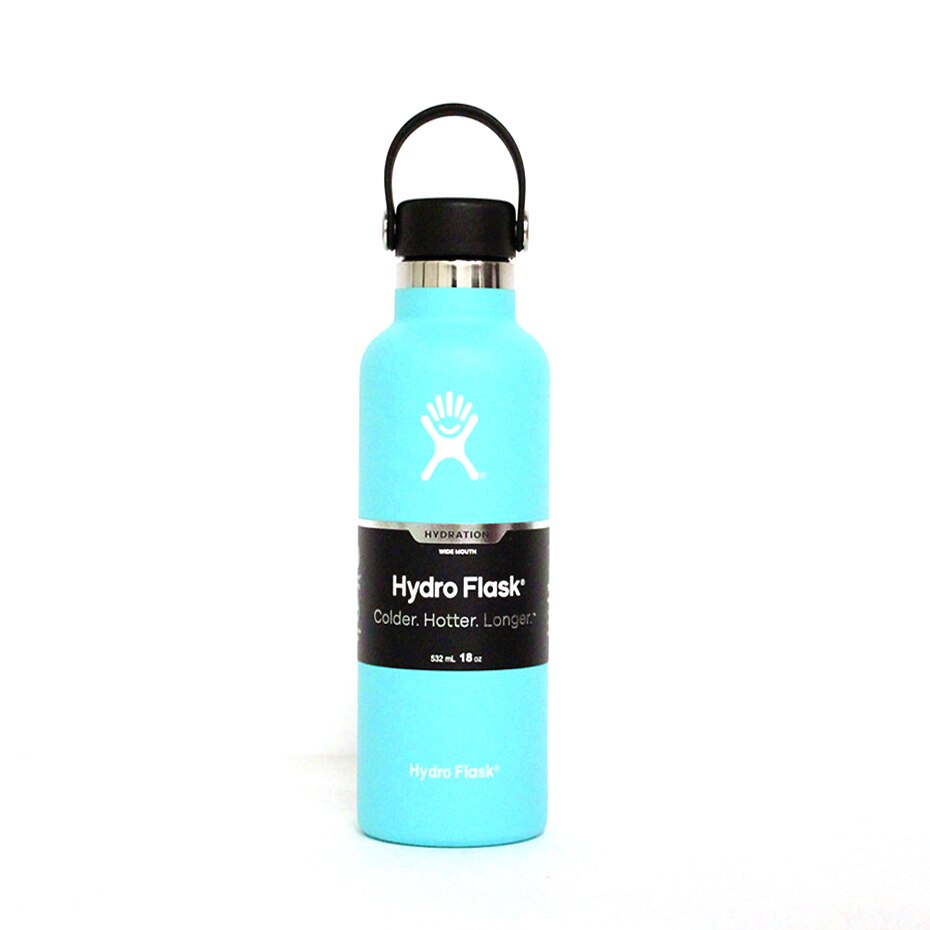 Stainless Steel Water Bottle Hydro Flask water bottle Vacuum Insulated Wide Mouth Travel Portable Thermal 18oz Bottle: Light green