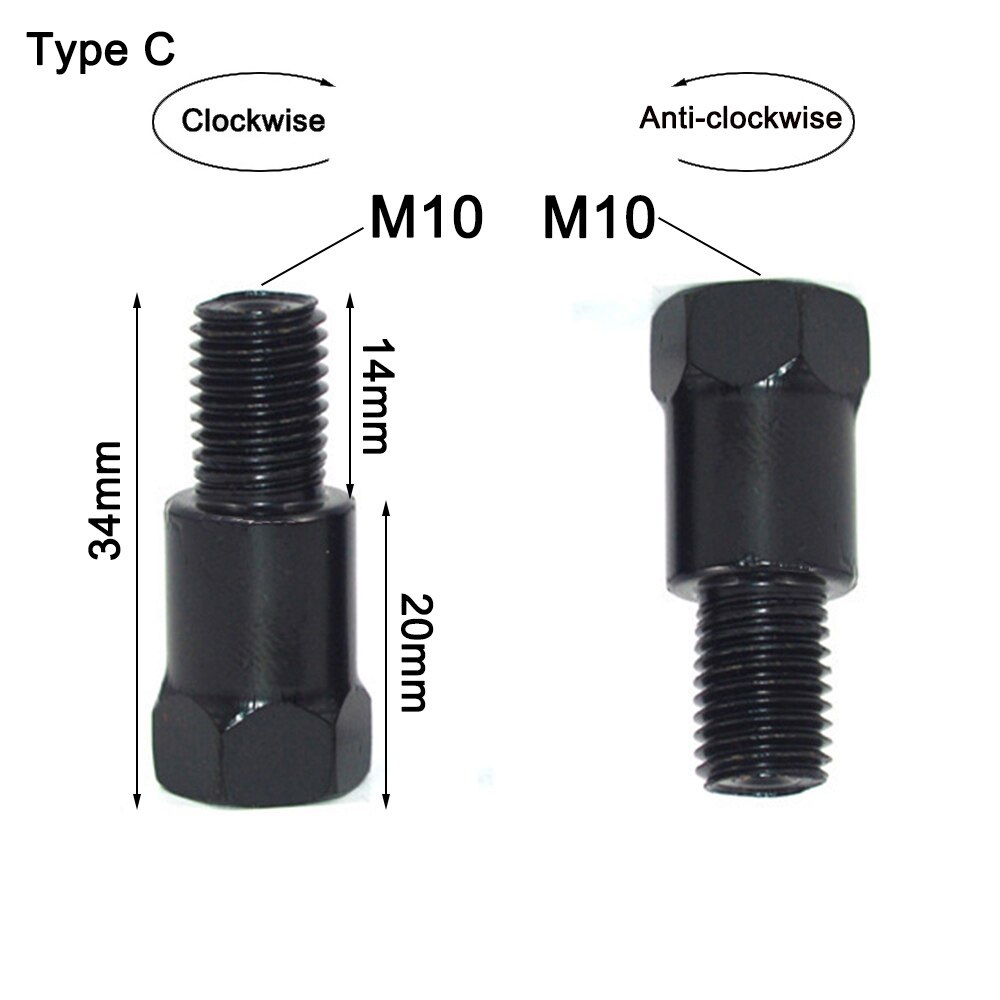1PC 10mm Clockwise Motorcycle Mirror Adapter Steel Metal Heighten Rearview Bolt Screw Thread Conversion Bolt Motor Mirror Screw: Type C