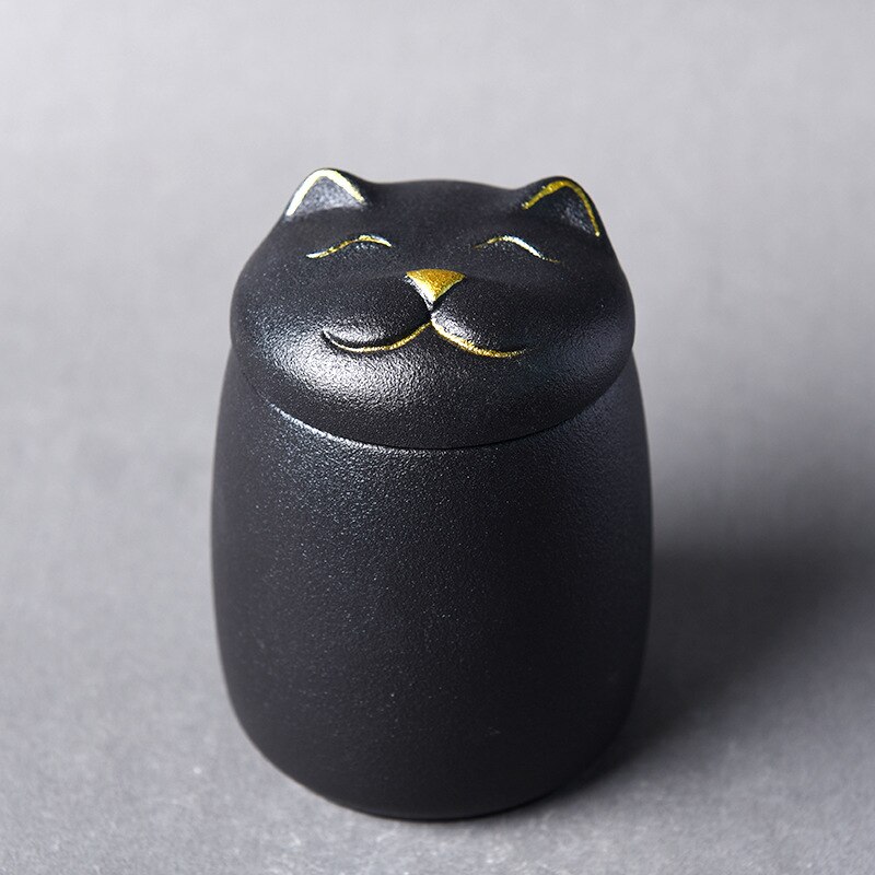 Urne décorative en forme de chat, faite à la main, noire, pour les enterrements, les chats et les chiens: vert militaire
