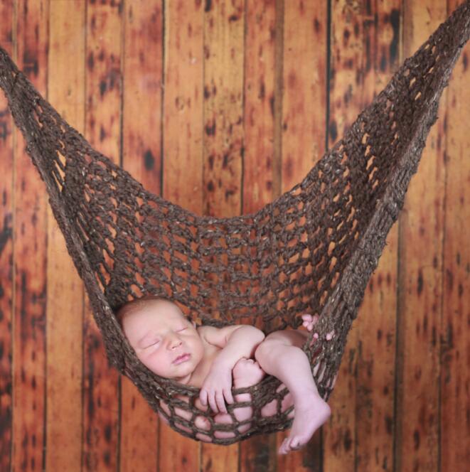 Höst nyfödd fotorekvisita hängmatta ull handgjord stickad krok snöre väska babyfotografering rekvisita studio fotografi tillbehör