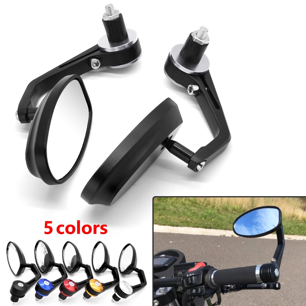 Universal Motorcycle Rear View 7/8" Handle Bar End Side Rearview Mirrors Aluminum For BMW R1200S R1200ST Ducati SS750 SS800