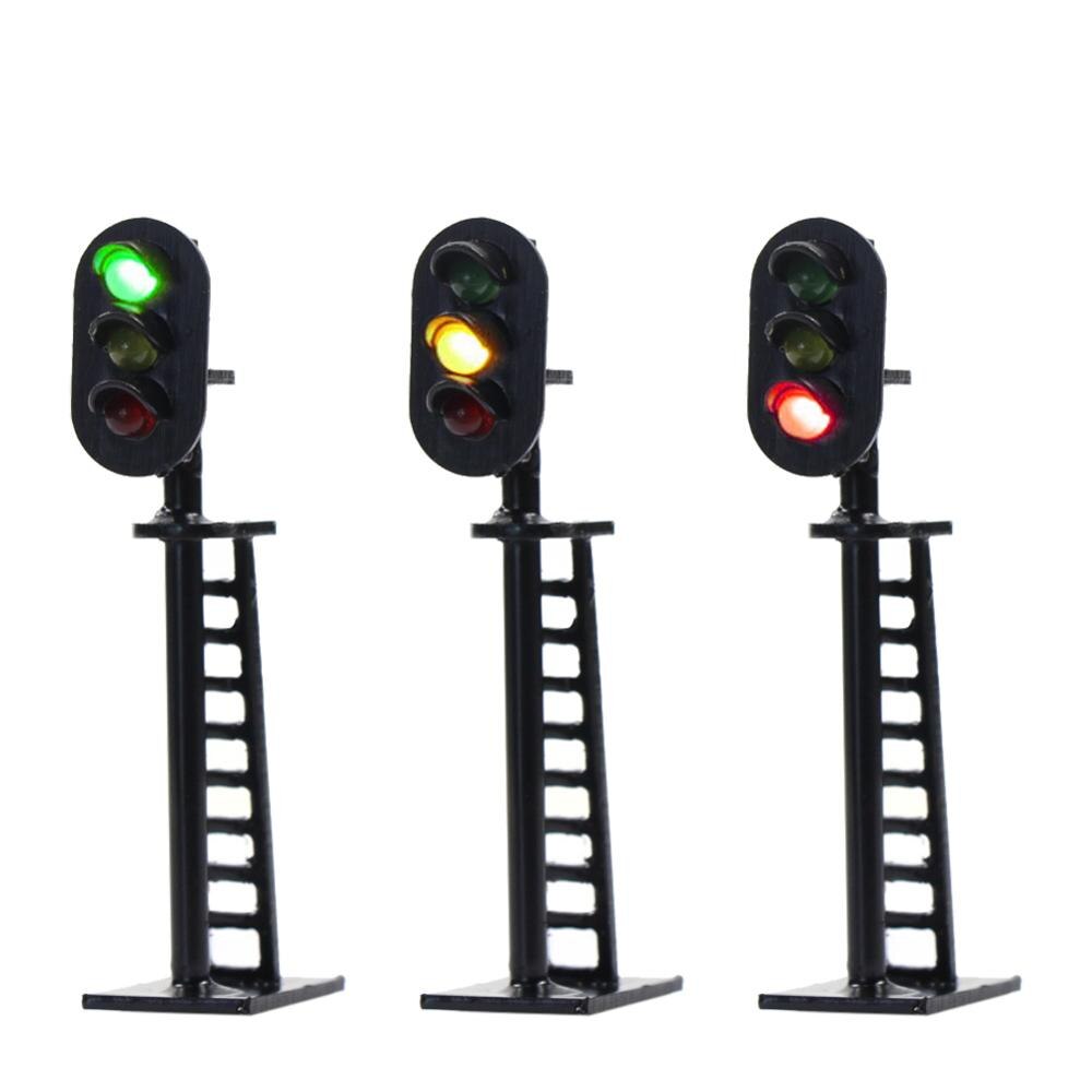 5pcs Model Railway 1:87 Block Signals G/Y/R 3-Light HO Scale 5cm 12V Led JTD06 model singal light