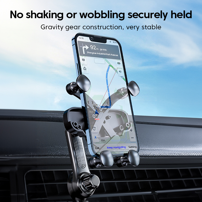 360 ° Draaibare zwaartekracht autotelefoonhouder Auto ventilatieopeningen Clip Mount Stand Verlengstang in smartphonehouder Beugel GPS-ondersteuning