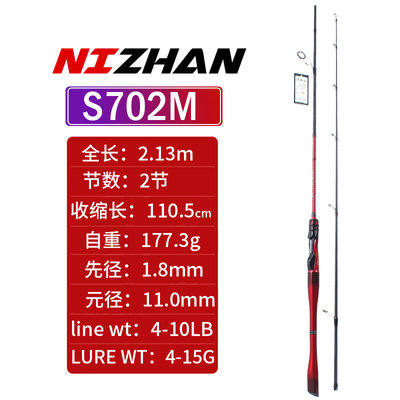 Light Weight High Carbon Lure Fishing Rod Spinning/Casting Rod ML/M Fast Action Fresh Water Saltwater Bass Rod: S702M-SPINNING ROD