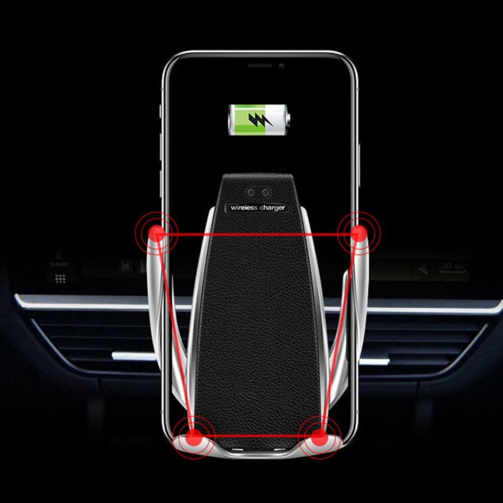 Automatic clamping car wireless charger t 360 degree rotation holder for iphone xr xs max samsung note 9 qi  s9 s8 vent holder