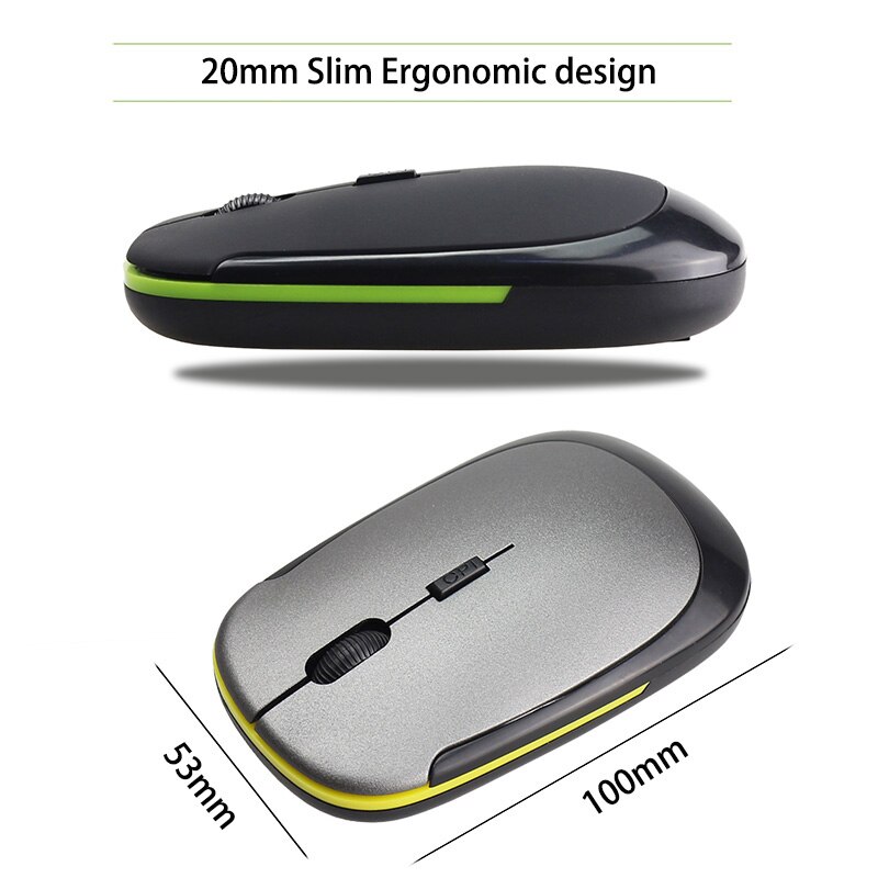 Mini 2.4Ghz Wireless Optical Mouse USB Receiver 1200 DPI Ultra Thin Slim Wireless Ergonomically Mice For Laptop PC Video Game