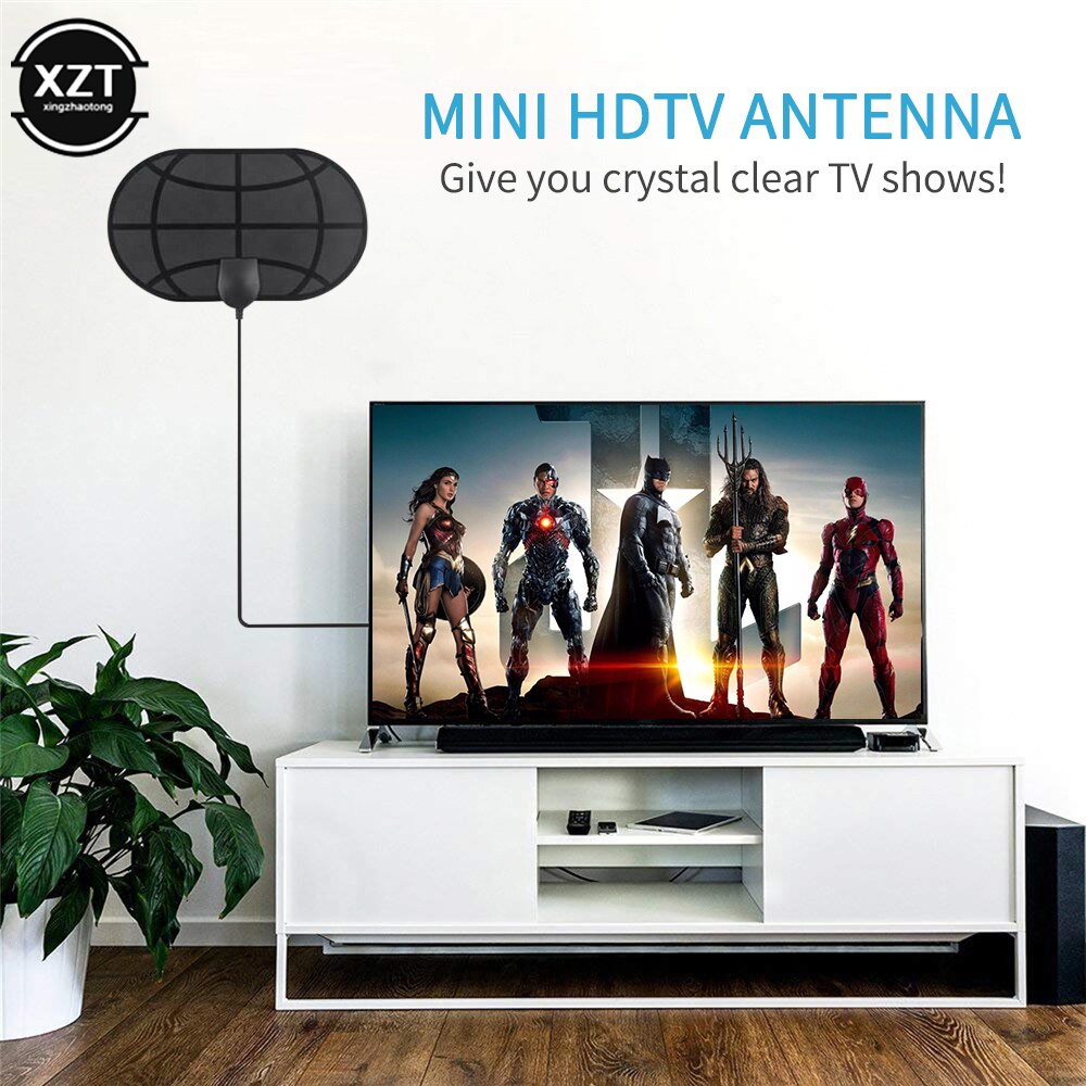 4K 25DB High Gain HD TV DTV Box Digital TV Antenna 980 Miles Range Max Booster Active Indoor Aerial HDTV Flat with Amplifier