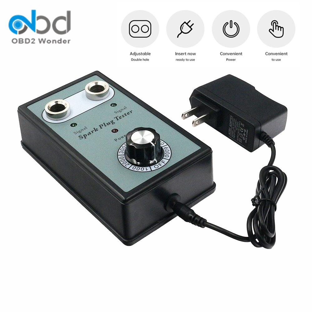 OBD2 Diagnostic Tool Car Spark Plug Tester Ignition Tester Detector with Dual Hole Automotive Analyzer For 12V Gasoline Vehicle