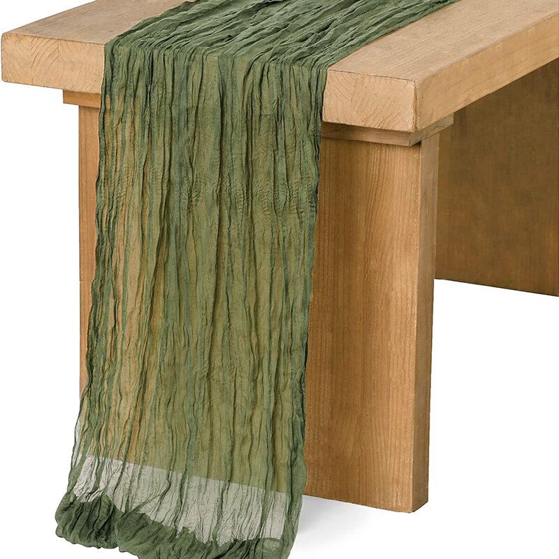 Beige tafelloper gaas kaasdoek rustiek pure Boho bruiloft decoratie tafelkleed baby shower kerst verjaardag partij decors