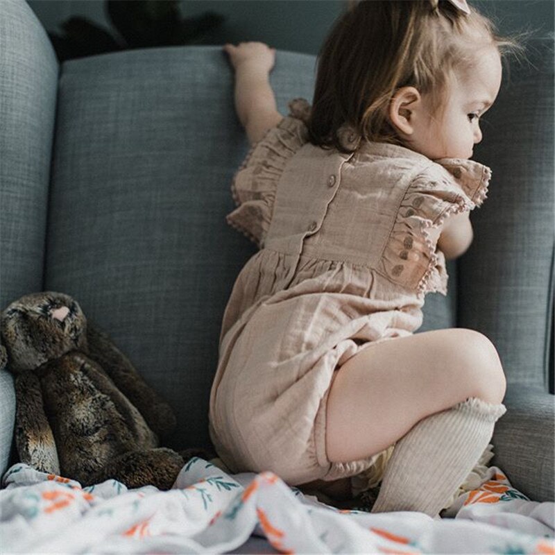Enkelibb jk mooie baby meisjes romper zomer ruche mouw katoenen onesie born baby meisjes merk rompers voor peutermeisjes