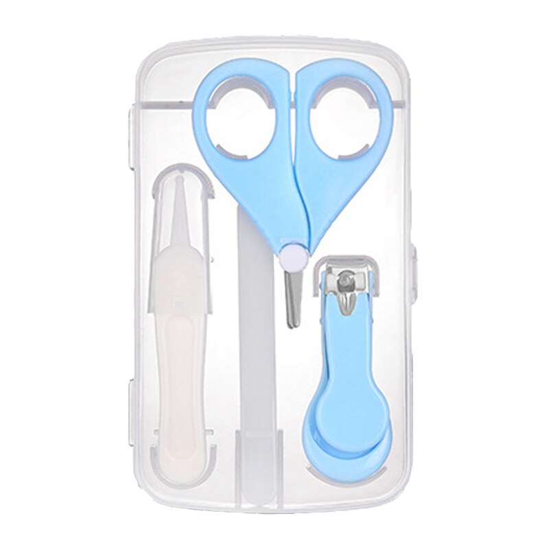 4Pcs/Set Mini Manicure Cutter Safety Multifunction Portable Short Blade Baby Care Set Nail Scissors Finger Trimmer Scissor: Sky Blue