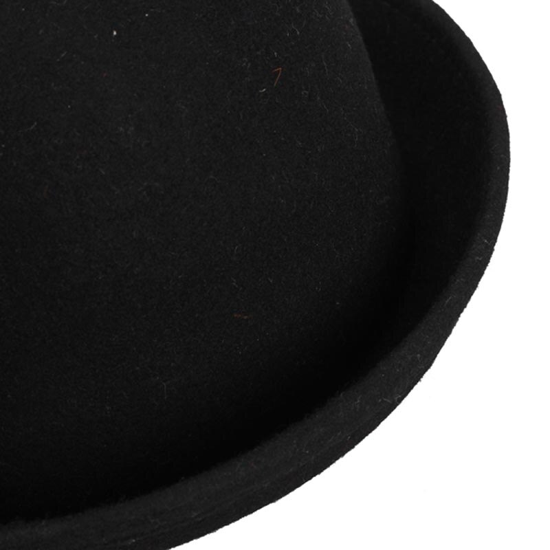 Vintage Women Men Woolen Roll Brim Bowler Hats Unisex Billycock Classic Hat SER88