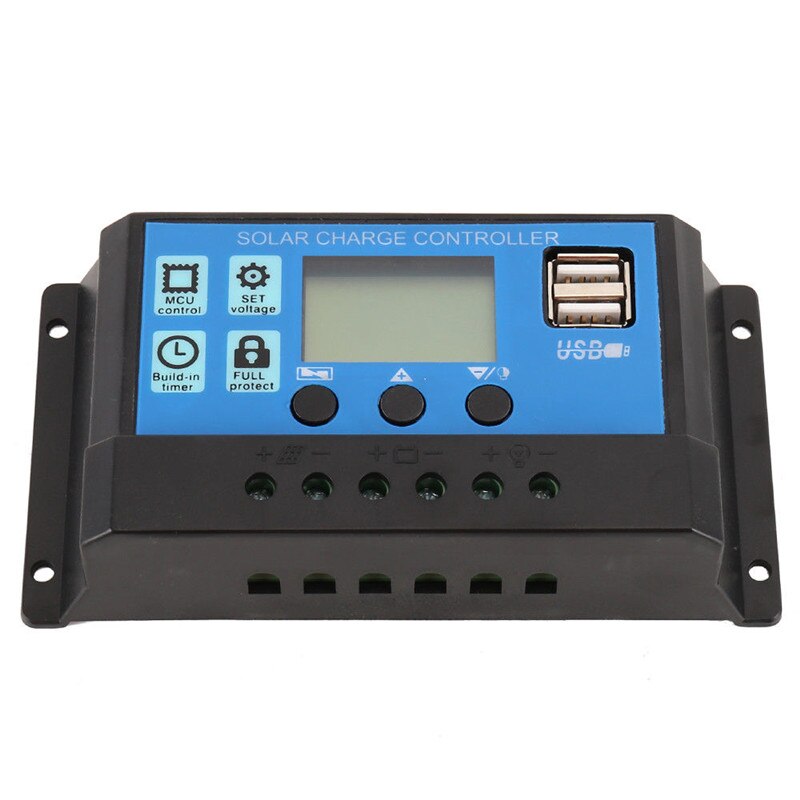 Controlador de carga del regulador de la batería del Panel Solar LCD de confianza Controlador Solar Dual USB 12v 24v 20A cargador de batería Dual USB