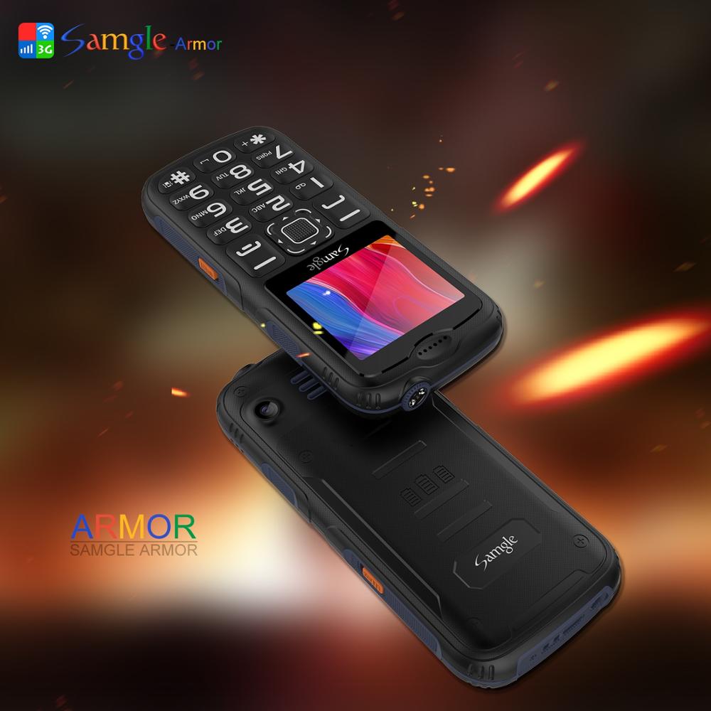 Wcdma 3g samgle  s3 armor robuuste mobiele telefoon 2.0 '' gebogen scherm zaklamp 1900 mah grote stem gratis desktop 3.5mm jack dual sim gsm: Voeg 8g tf-kaarten toe / Zwart