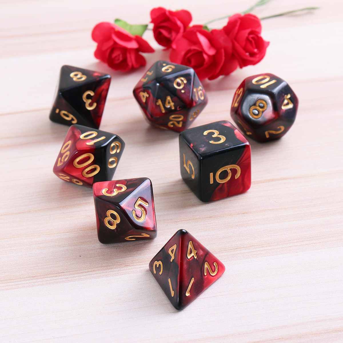 7 stuks polyhedrale acryl dobbelstenen speelgoed spel dobbelstenen rekwisieten voor dnd trpg rpg kinderen wiskunde educatieve digitale dobbelstenen met opbergzak
