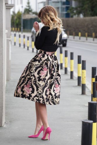 Jupe longue style patineuse pour femmes, vêtement Vintage, taille haute, extensible, évasée et plissée
