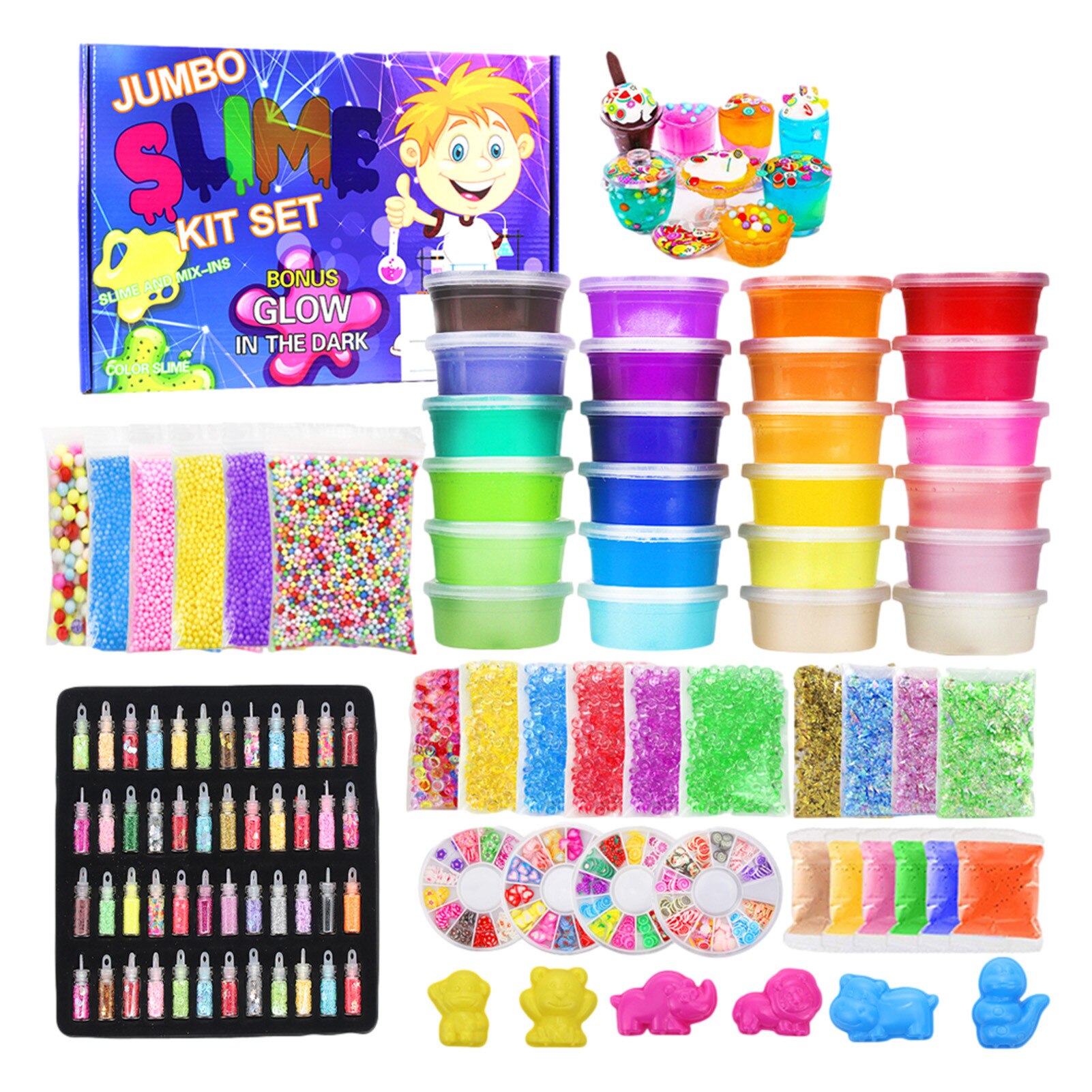 24colors Kids DIY Slime Kit Slime Charms Glitter Jars Slime Supplies Kit For Children: B