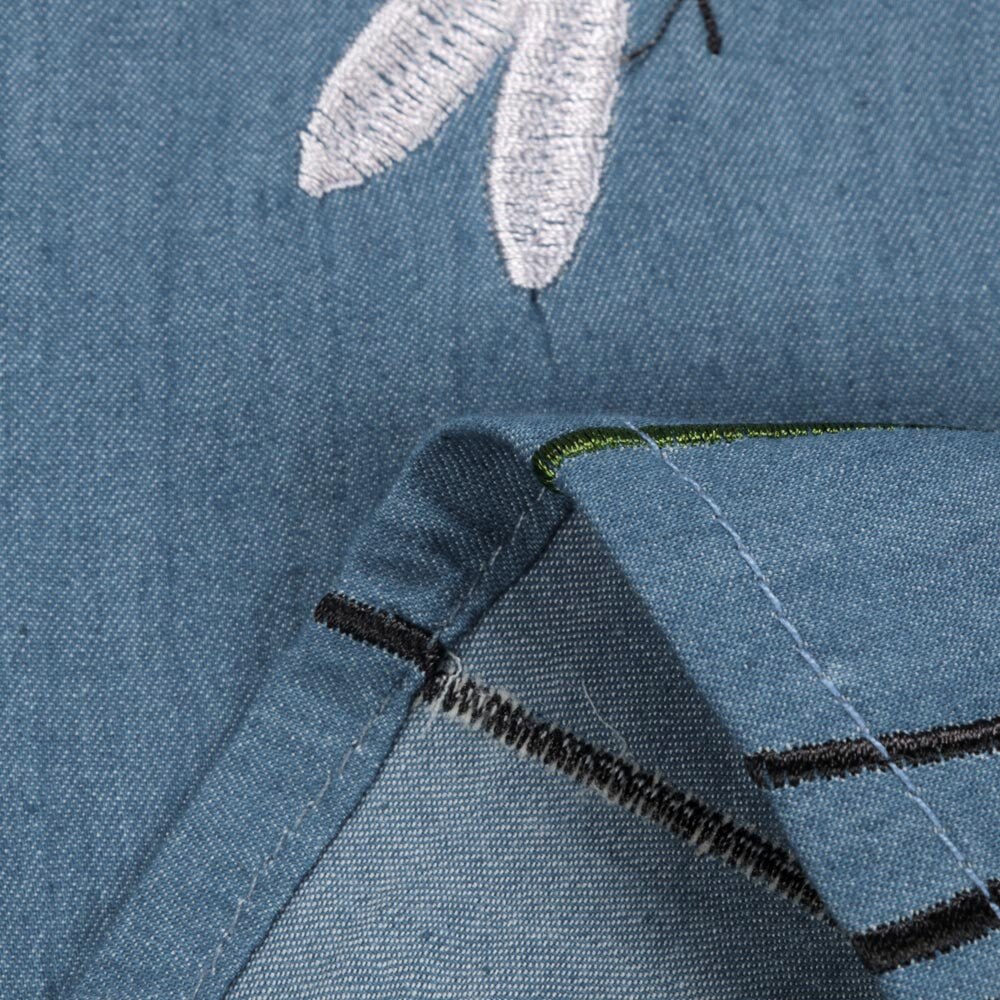 Mode Baby Kids Meisjes Korte Mouw Bloem Borduren Denim Prinses Jurken Peuter Meisje Zomer Kleding Hoge