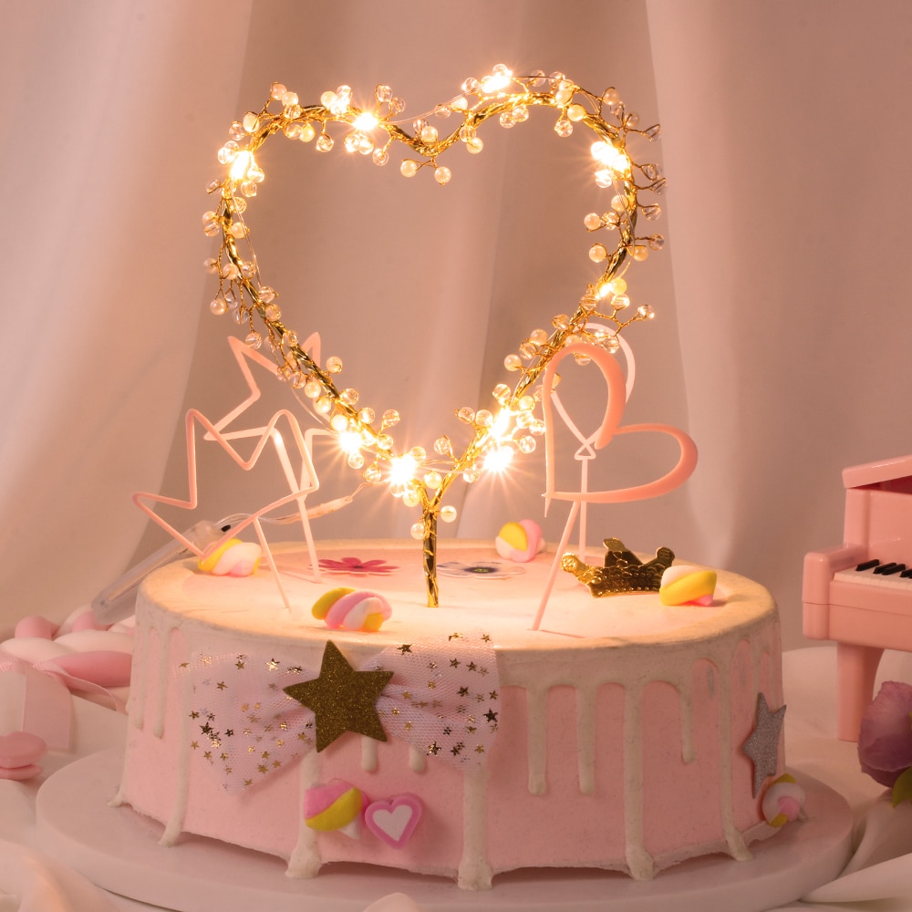 Hjerte ledet cupcakes kake toppers baby shower for girl gratulerer med dagen kake topper fest dekorasjon leverandører kake dekorere verktøy