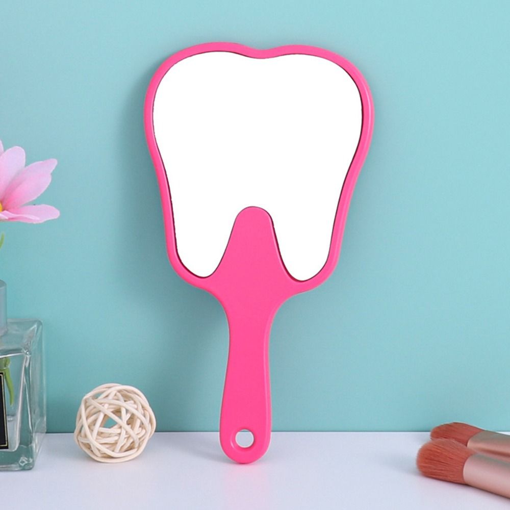 Espelho portátil em forma de dente de plástico para mulheres, durável e leve, de alta definição, espelho de maquiagem portátil mini espelho setorial portátil