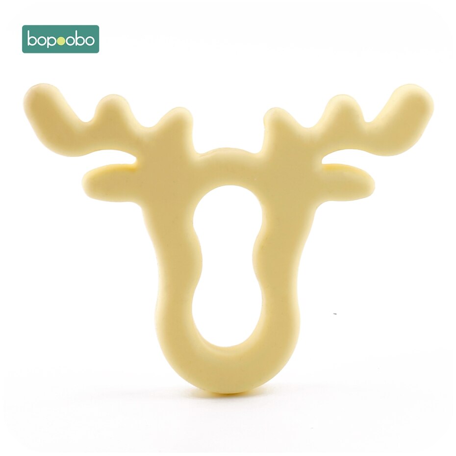 Bopoobo 1pc silikon snöflinga bitring julgran hänge stjärna jul rådjur för baby älg pepparkaka mansbaby bitring