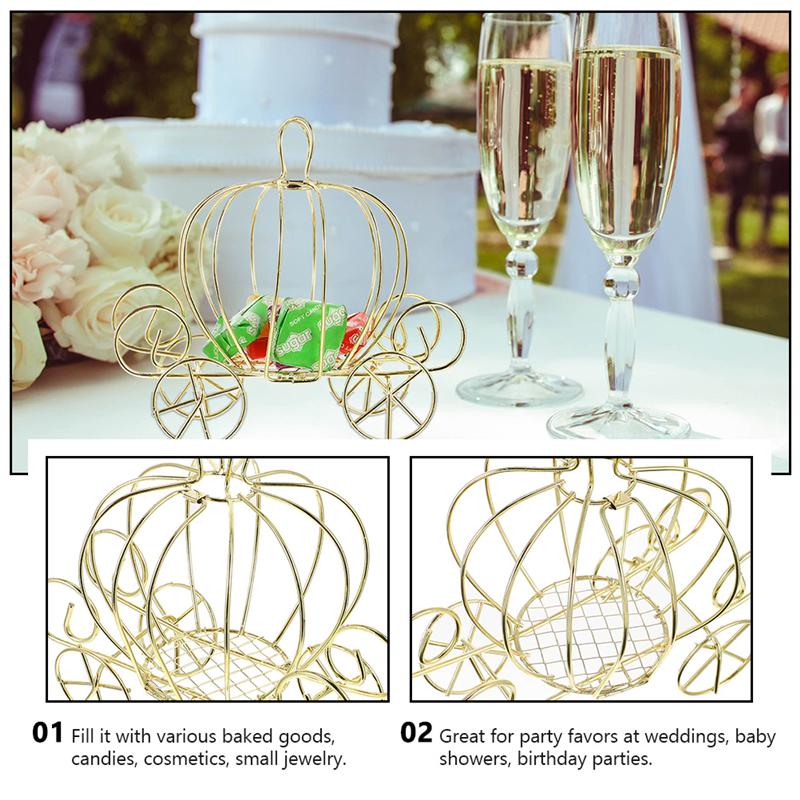 4Pcs Pompoen Vervoer Decor Candy Houder Pompoen Winkelwagen Metal Candy Box