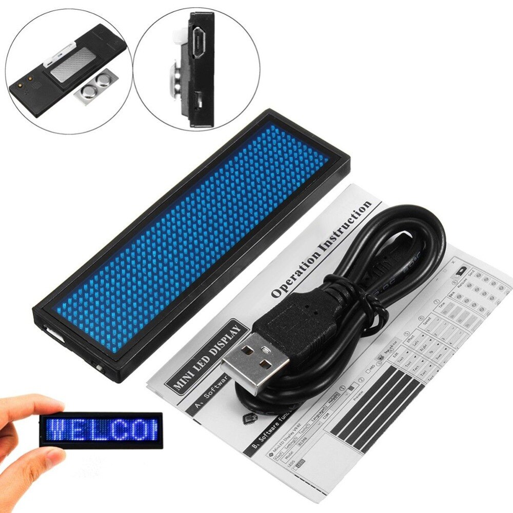 Wiederaufladbare Led Name Tag Mini LED Digital Programmierbare Wiederaufladbare Scrollen Nachricht Tag Abzeichen Zeichen Für Festival Event #290021