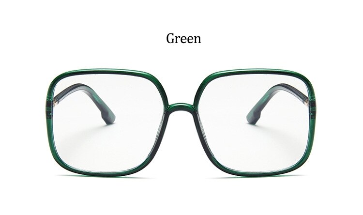 Oversized Square Glasses Women Clear Black Big Frame Retro Transparent Optical Computer Glasses Frame Eyeglasses: Green
