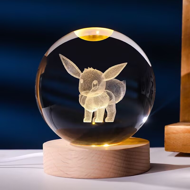 Pokemon bola de cristal 3d pikachu gengar mewtwo base da lâmpada pokeball cristal pokemon bola vidro figura luz da noite presente natal