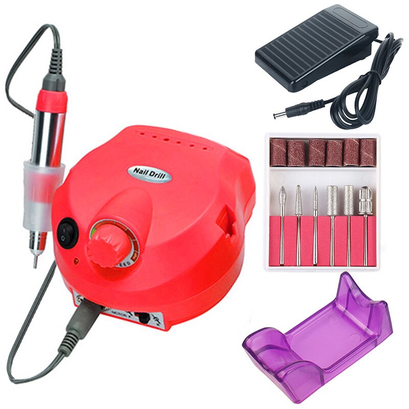 Máquina pulidora eléctrica para uñas, 35000RPM, para manicura y pedicura, taladro potente para salón, máquina a pedales taladro para uñas: 35000 red