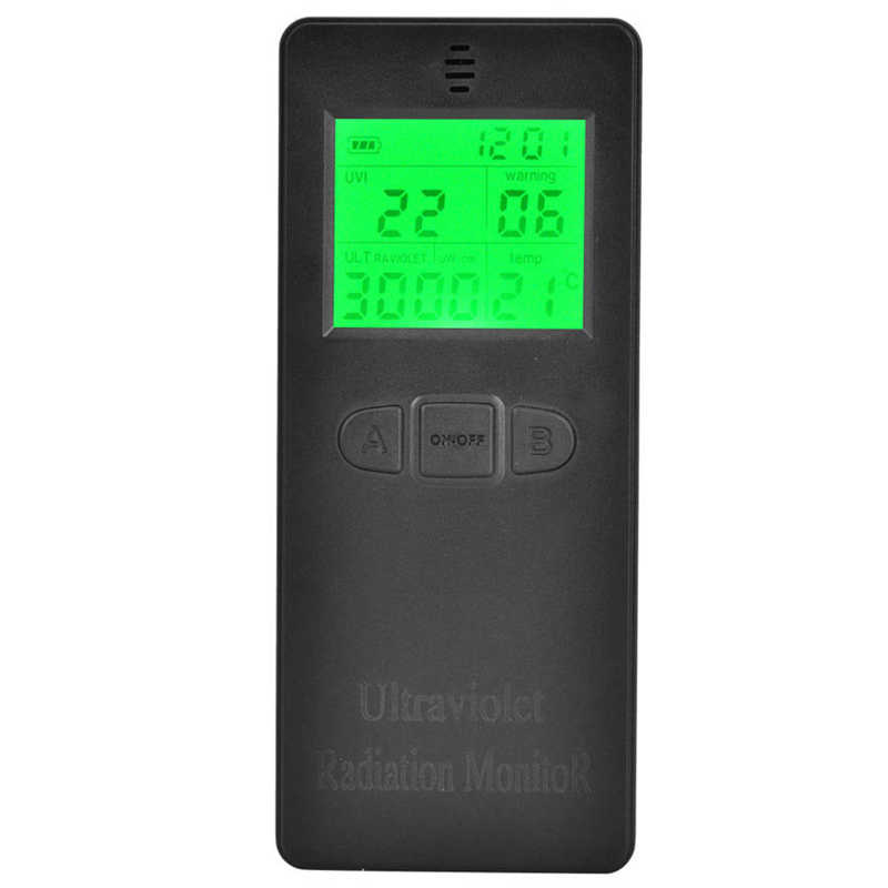 Radiation Dosimeter Digital Ultraviolet Radiation Detector UV UVI Meter Tester with Temperature Display Radiation
