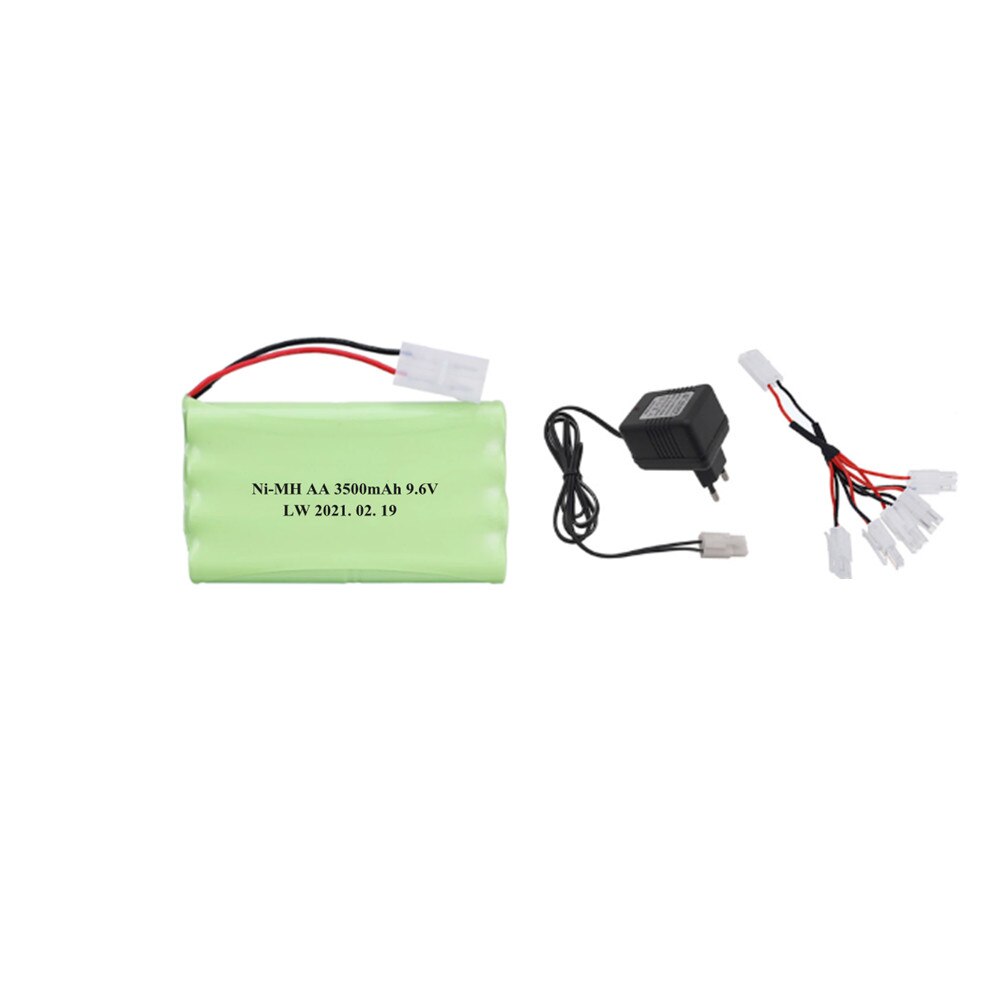 9.6V 3500Mah Ni-Mh Batterij Voor Rc Speelgoed Auto Tanks Treinen Robot Boot Gun Gereedschap 9.6V 3000Mah mimh Batterij Oplader 5in1 Kabel Set: green