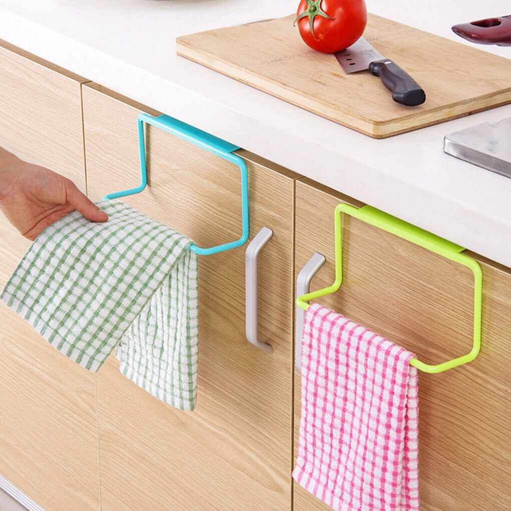 2 Size Towel Racks Over Kitchen Cabinet Door Towel Rack Bar Hanging Holder Bathroom Shelf Rack Home Organizer Long Wall Hook