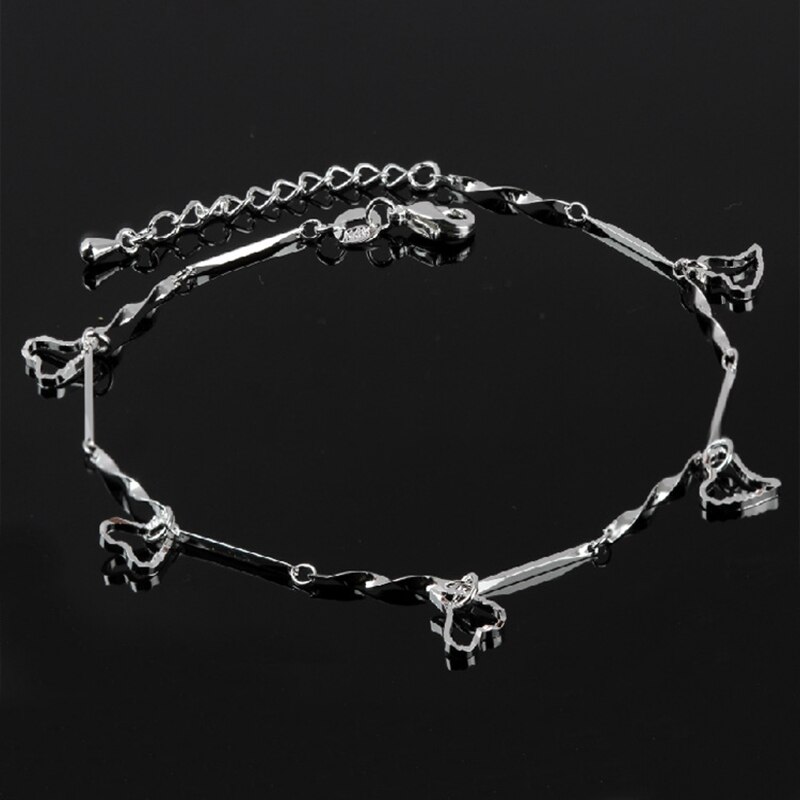 SHUANGR Boho Gold Silber Farbe Fußkettchen Armband auf Die Bein Multi-Schicht Herz Blatt Perlen Ankle für Frauen Kette strand Fuß Schmuck: S03839