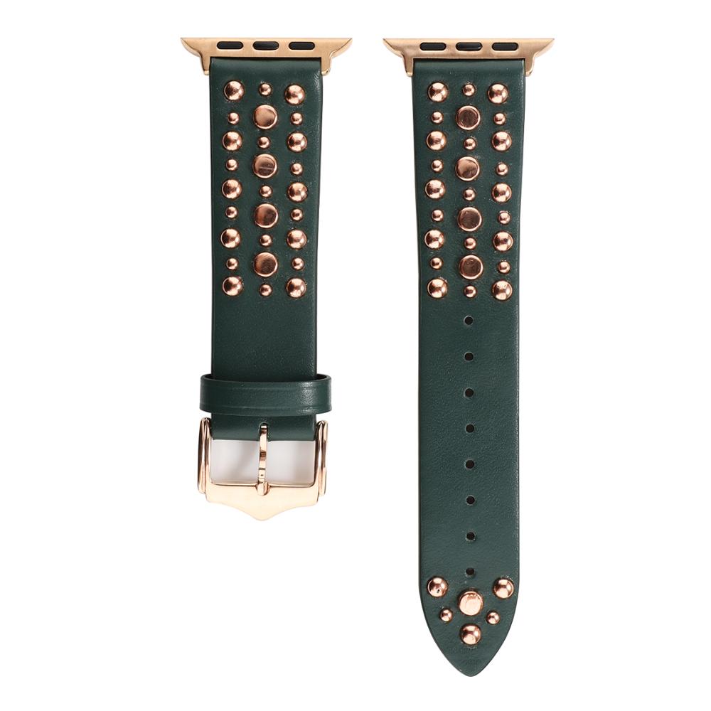 Nagler bånd for apple watch serie 6/5/4/3 se sport loop stropp correa iwatch 38mm 40mm armbånd apple watch 44/42mm skinnbelte: Grønn rosegull / 42mm 44mm