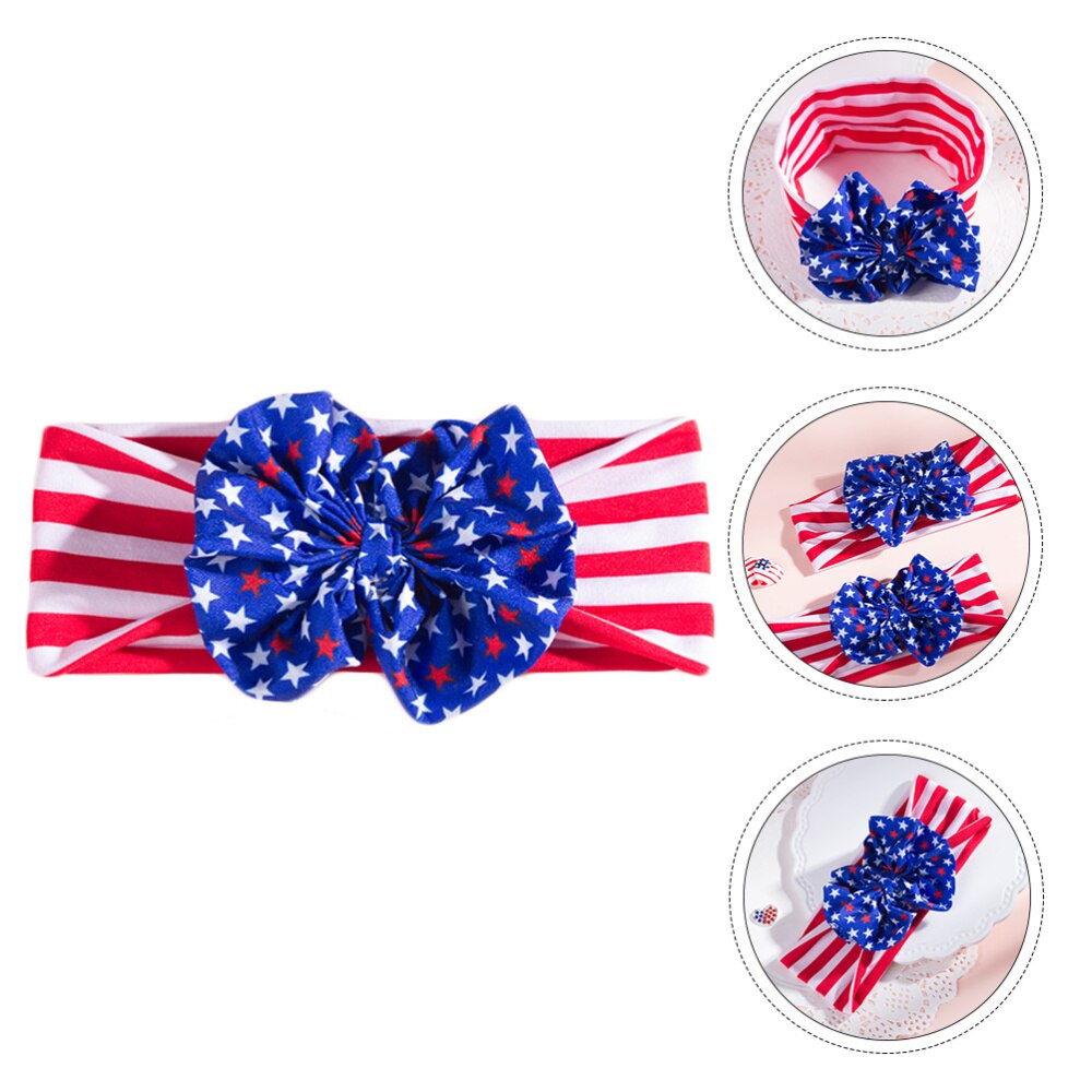 3Pcs Onafhankelijkheid Dag Baby Haarband Bow-Knoop Hoofdtooi Hoofdband Foto Props