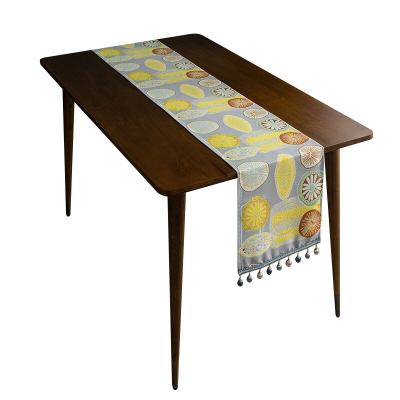 Modern Chenille Home Rectangular Tablecloth Jacquard Fringed Grapefruit Table Runner Manteles De Mesa