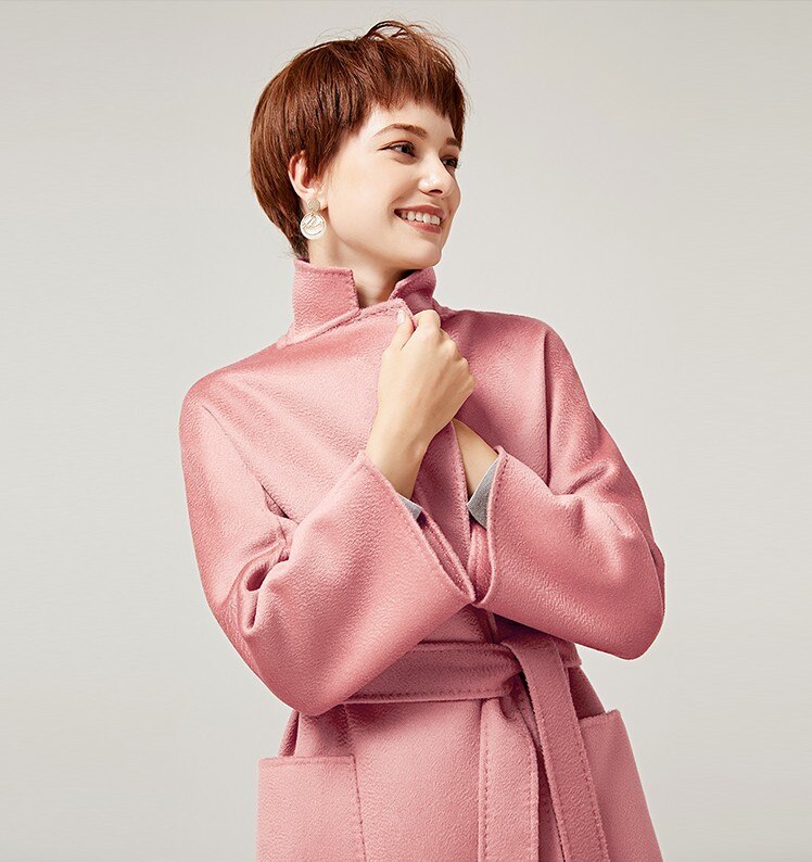 Luxe roze cashmere stof water wave dubbelzijdig zijde kasjmier wollen stof kasjmier doek