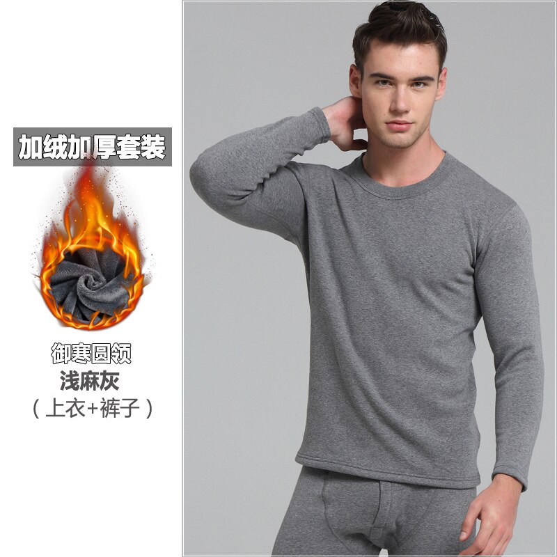 Thermal Underwear for Men Plus Size Thermal Underwear Set Winter Long Men Warm Thermal Underwear Sets: Gray / M