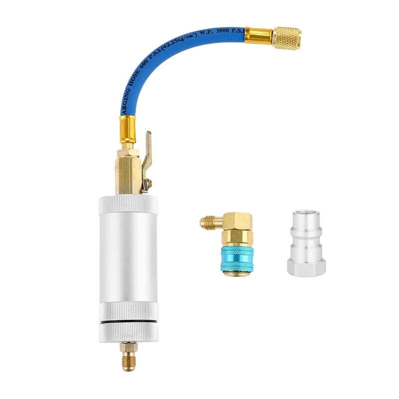 Compresor R134A, eyector de tinte de aceite, 1/4 pulgadas, SAE macho y hembra, doble cabezal, refrigeración, aire, aceite acondicionador, cilindro de llenado R: Default Title